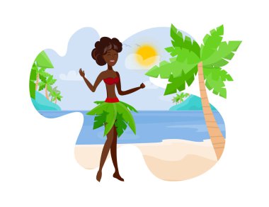 Paradise Island Düz Renk İllüstrasyon seyahat