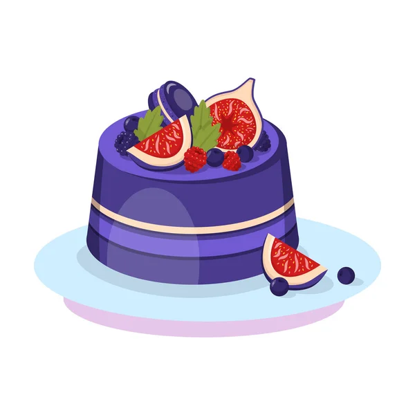 Νόστιμο κέικ βατόμουρο τούρτα κινούμενα σχέδια απεικόνιση — Διανυσματικό Αρχείο