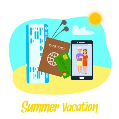 Yazı ile Yaz Tatili Vektör Clipart