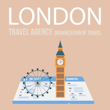 Londra Seyahat Acentası Vektör Posteri