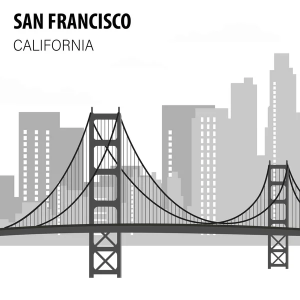 Illustration monochrome du paysage urbain de San Francisco — Image vectorielle