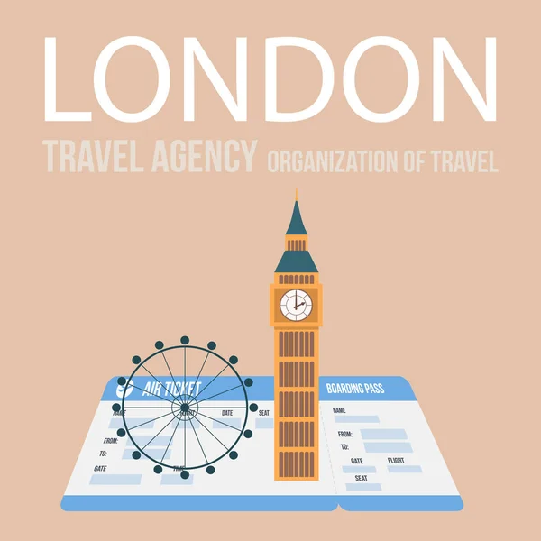 Cartel vectorial de la agencia de viajes de Londres con letras — Archivo Imágenes Vectoriales