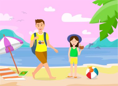 Tropik Ada İllüstrasyon Yaz Tatili