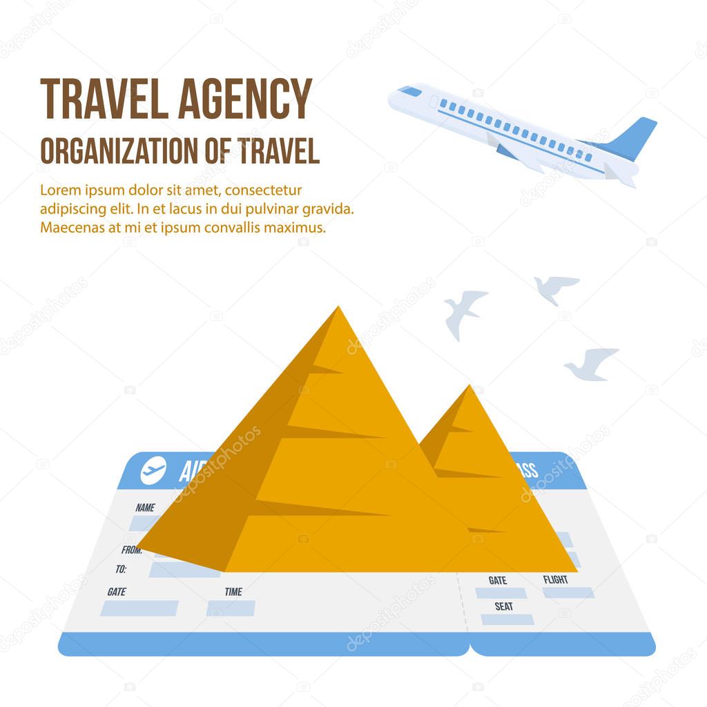 Travel Agency Color Flat Banner, Flyer Template