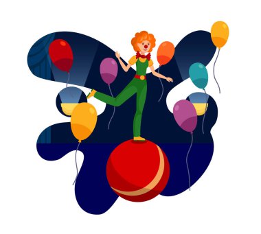 Sirk Etkinliği, Show Night Düz Renk İllüstrasyon