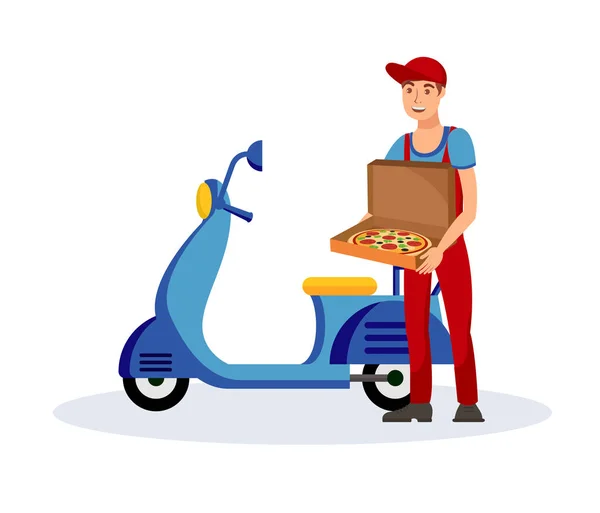 Pizza Teslimat Servisi Düz Vektör İllüstrasyon — Stok Vektör