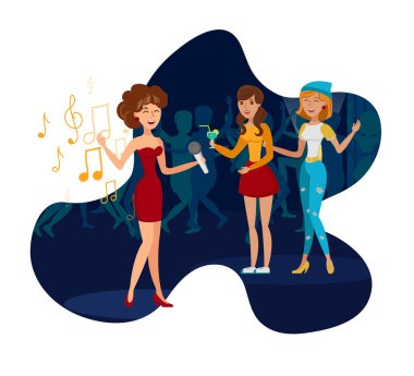 Gece Kulübü Partisi, Konser Flat Vektör İllüstrasyon