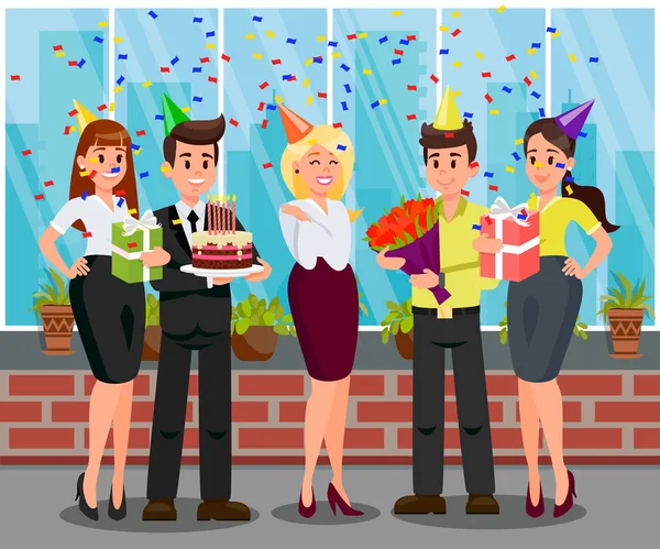 Surprise Birthday Party Flat Vector Illustration — Stock Vector