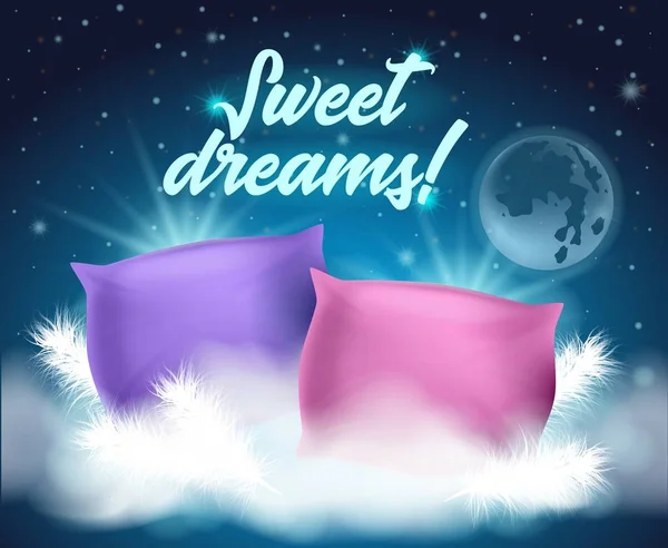 Hermosa tarjeta con deseo escrito dulces sueños — Vector de stock