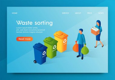 Landing Banner Waste Sorting Responsible Society. clipart