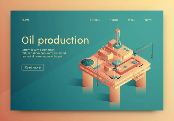 Иллюстрация - изометрическая запись добычи нефти . — стоковый вектор