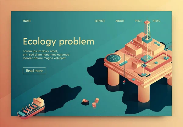 Ecologie probleem vector illustratie isometrisch. — Stockvector