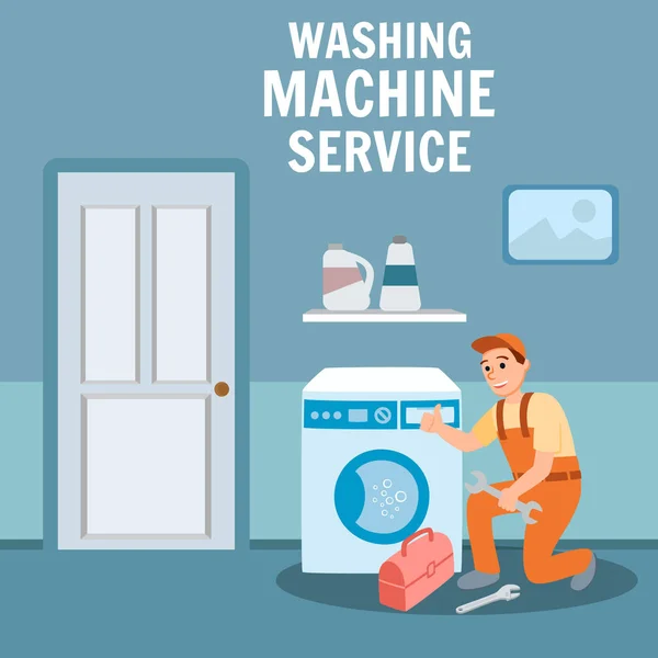 水管工专家修理洗衣机 — 图库矢量图片