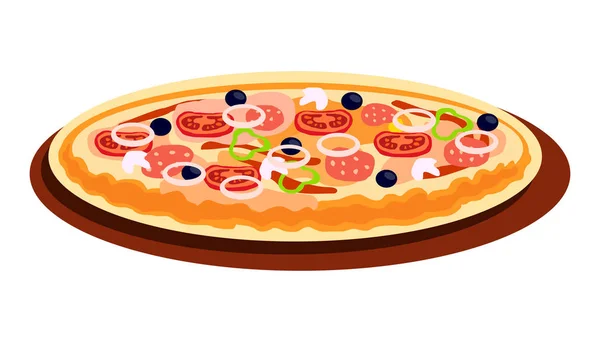 Pizza with Different Flavours Cartoon Illustration — Stock Vector