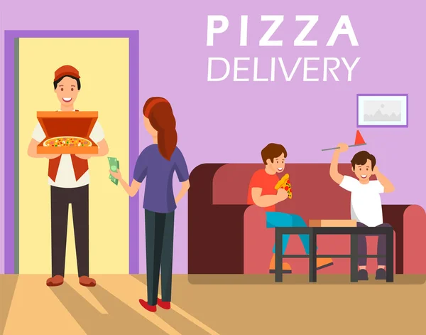 Plantilla de vector de color de banner web de entrega de pizza — Archivo Imágenes Vectoriales