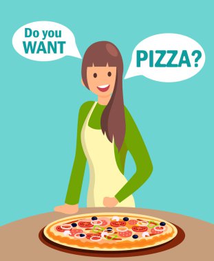 Restoran Garson Sunan Pizza İllüstrasyon