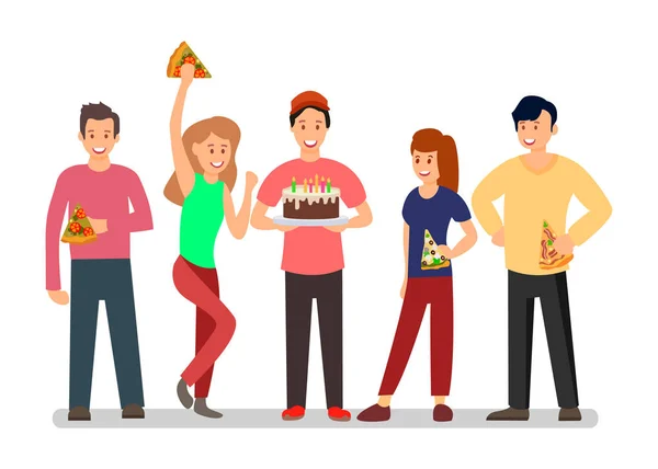 Gente en Surprise B-day Party Vector Illustration — Vector de stock
