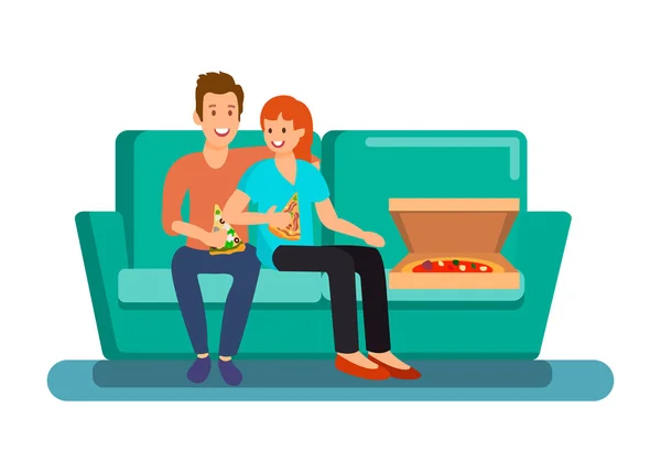 Pareja cenando en casa Vector Ilustración — Vector de stock