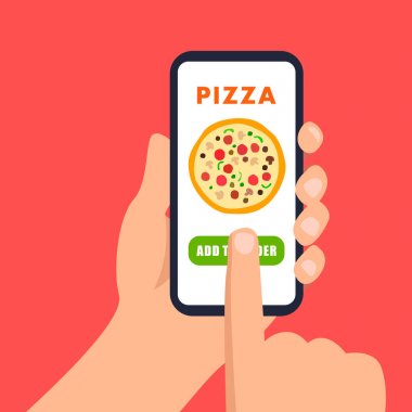Online Pizza Sipariş Düz Vektör İllüstrasyon