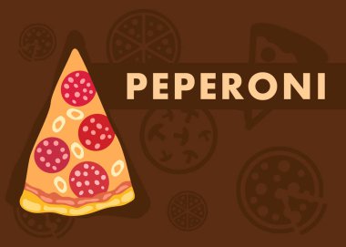 Pepperoni Pizza Web Banner Düz Karikatür Şablonu