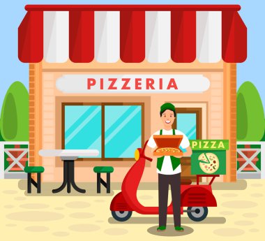 Pizzacı, Fırın Dağıtım Servisi İllüstrasyon
