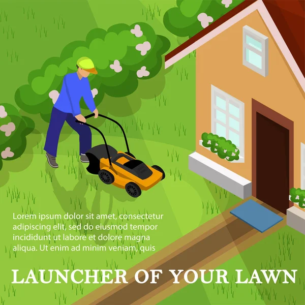 Vektorový spouštěč vašeho trávníku, kreslený obrázek — Stockový vektor