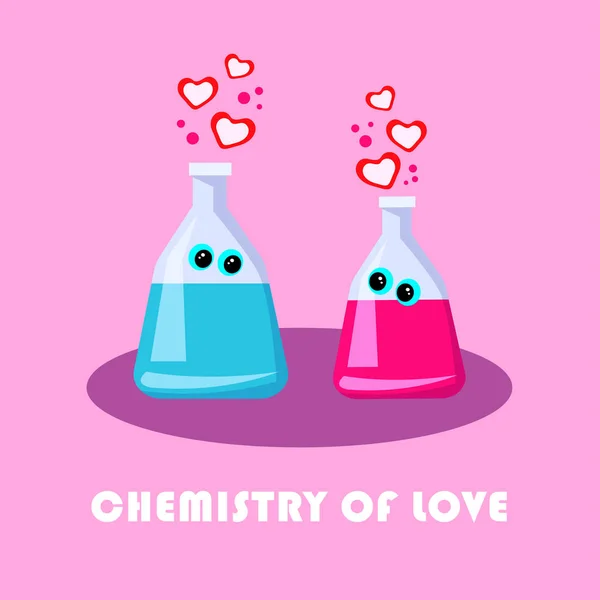Inscripción plana de dibujos animados Química del amor Vector . — Vector de stock