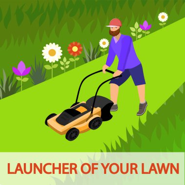 Düz Vektör Yazıt Başlatıcısı Sizin Çim.