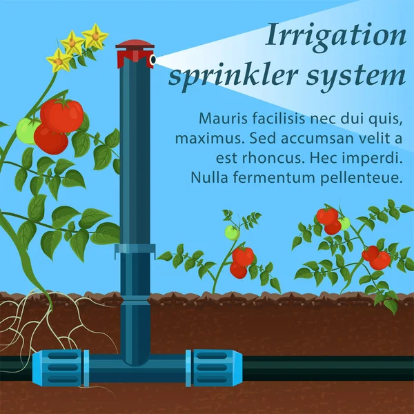 Système d'arrosage d'irrigation par lettres de bannière . — Image vectorielle