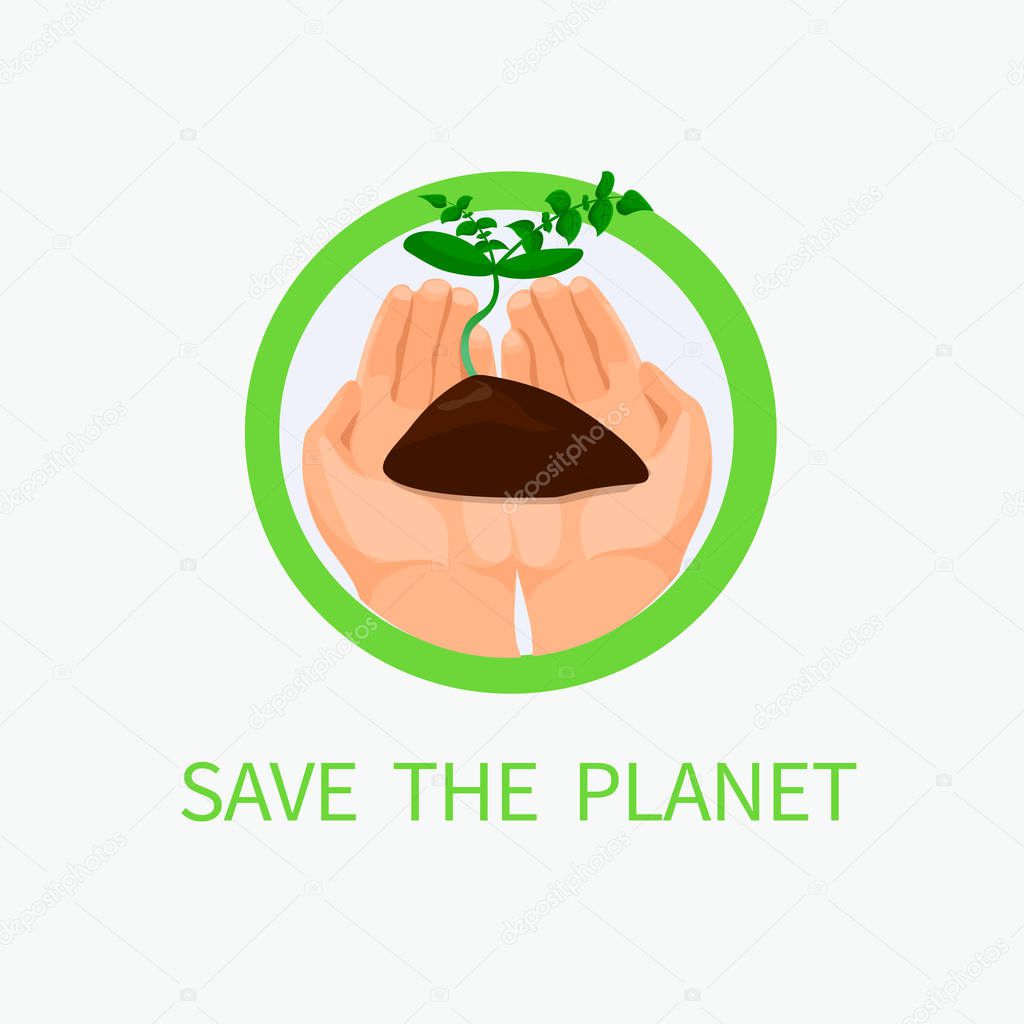 Flat Banner is Written Save the Planet Cartoon.