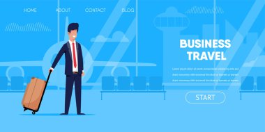 Bavul Havaalanı Terminali ile Takım Elbiseli İşadamı