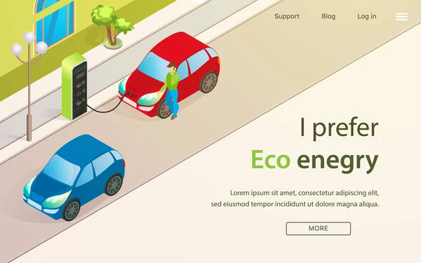 Banner är skriven jag föredrar Eco enegry Cartoon. — Stock vektor