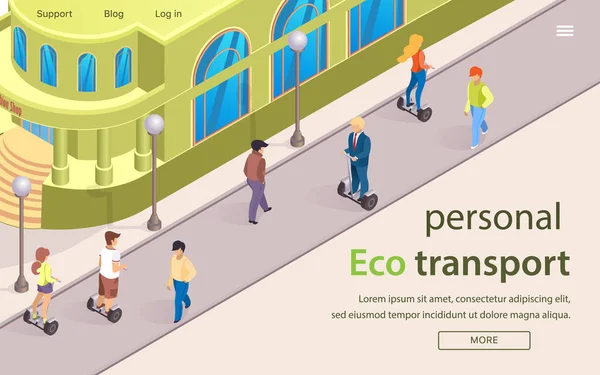 Płaski banner jest napisane Personal Eco transport. — Wektor stockowy