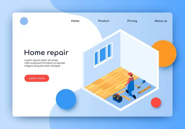 Landing Page Iscrizione Home Riparazione Vector Flat . — Vettoriale Stock