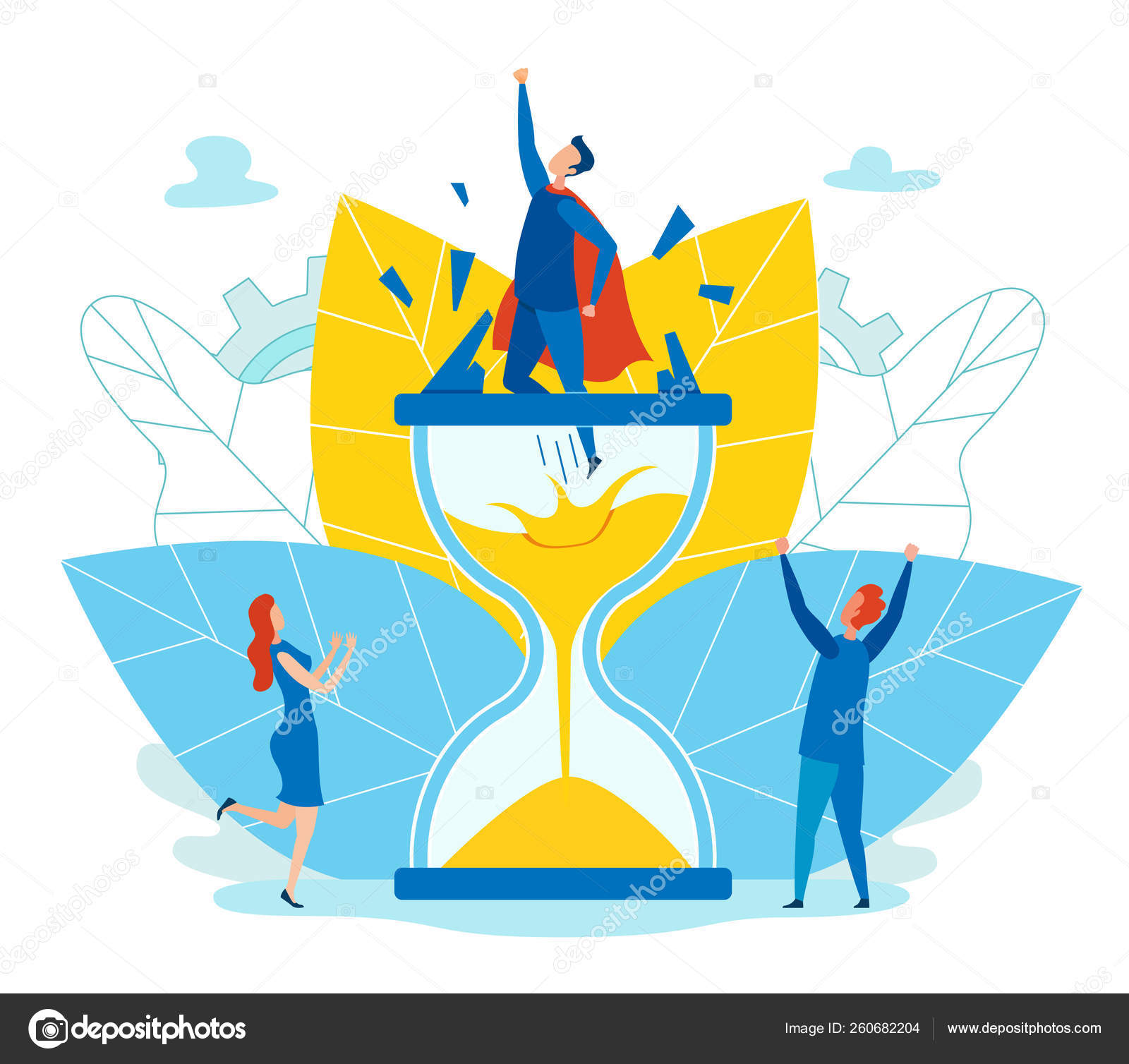 Ilustración vectorial Plazo Trabajo en equipo Dibujos animados . Vector de  stock #260682204 de ©unitone.vector.gmail.com, image size:1600x1508