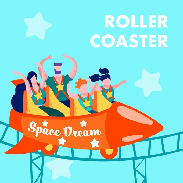 Roller Coaster Space Dream Reklam Baskı Kartı — Stok Vektör