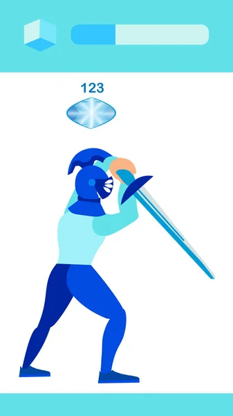 Cavaleiro guerreiro com ilustração de vetor plano de espada —  Vetores de Stock