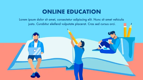 Ηλεκτρονική εκπαίδευση, πρότυπο banner απομακρυσμένης μελέτης — Διανυσματικό Αρχείο