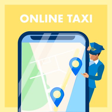 Online Taksi Uygulaması Vektör Sosyal Medya Banner Kavramı