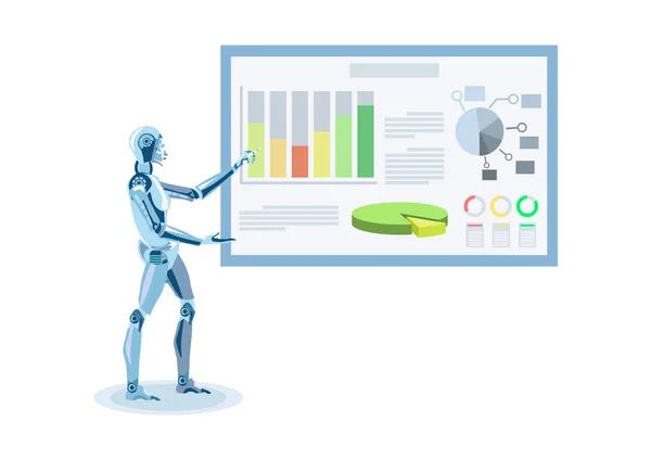 Humanoide machen Präsentation flach Illustration — Stockvektor