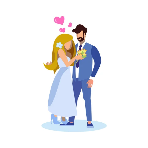 Solo casado pareja feliz plana Vector Ilustración — Vector de stock