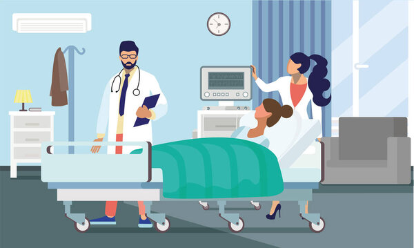 Врачи лечат плоские векторные иллюстрации пациентов
