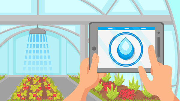 Plants Watering Remote Control System Illustration