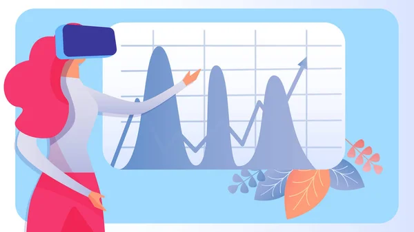 Análise de negócios em VR Flat Vector Illustration —  Vetores de Stock