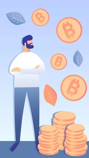 Succesvolle Bitcoin Investment vector illustratie — Stockvector