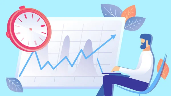 Tijd management, efficiency Rise platte illustratie — Stockvector