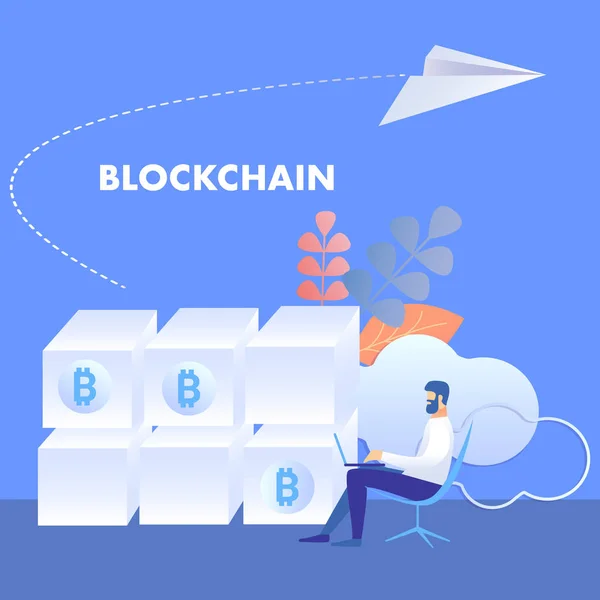 Blockchain-technologie, Mining Farm illustratie — Stockvector