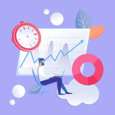 İşadamı Planlama Çalışmaları Düz Vektör İllüstrasyon