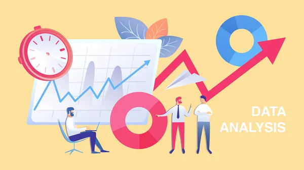 Équipe d'analyse des données commerciales Illustration plate — Image vectorielle