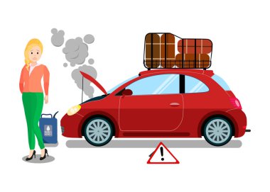 Road Trip Vehicle Failure Flat Vector Illustration clipart